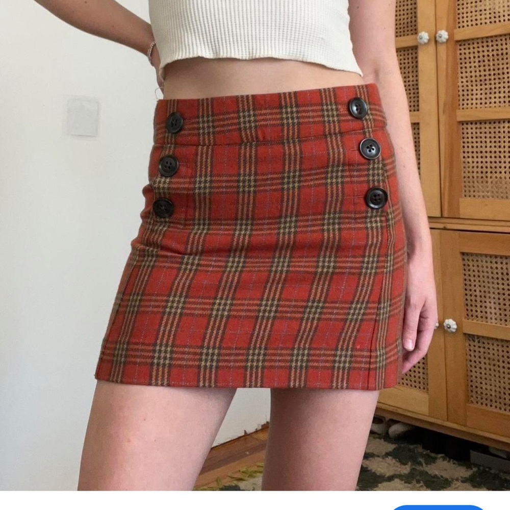 GAP Red Plaid Pencil Skirt